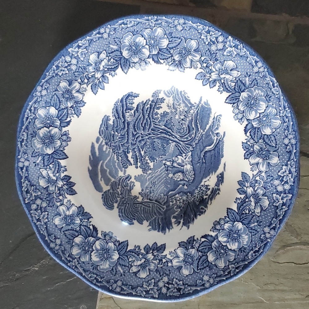 2 Unicorn China Stafforshire England Blue Bowls